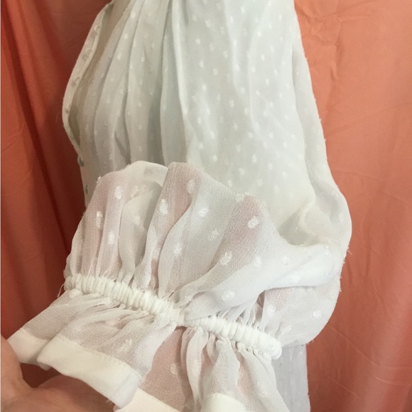 Zara, Elegant Swiss dot chiffon peasant blouse - Picture 6 of 8